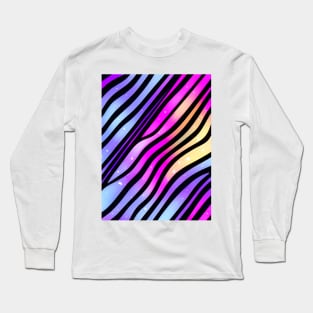 Wavy lines on a Snowy Bright Liquid Multicolor gradient - Abstract Geometric Pattern Long Sleeve T-Shirt